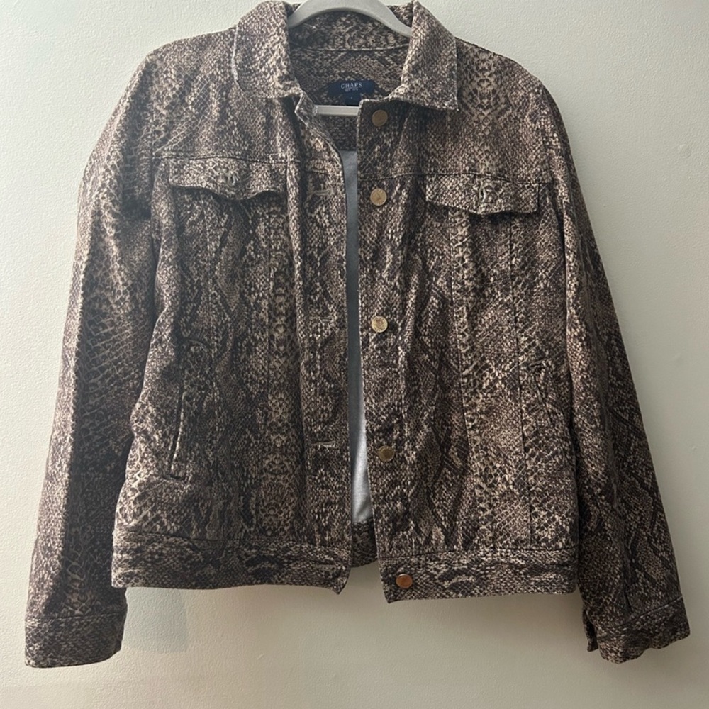 Chaps Snakeskin Print Denim Jacket
